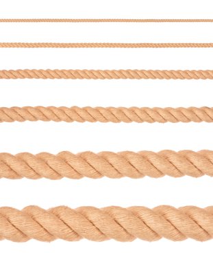 beyaz zemin üzerine çeşitli halatlar topluluğu. her biri olduğunu göster