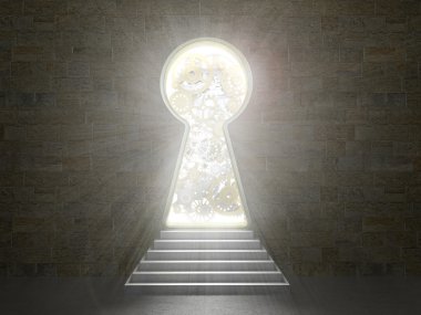 Bir taş wall.3d çizimde anahtar deliği