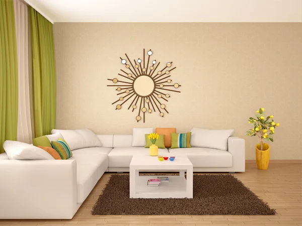 3d illustration of Interior of modern living room warm colors — Stock Photo, Image