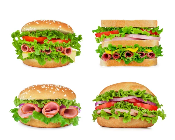 Collection of sandwiches isolated on a white background — Stock Photo, Image