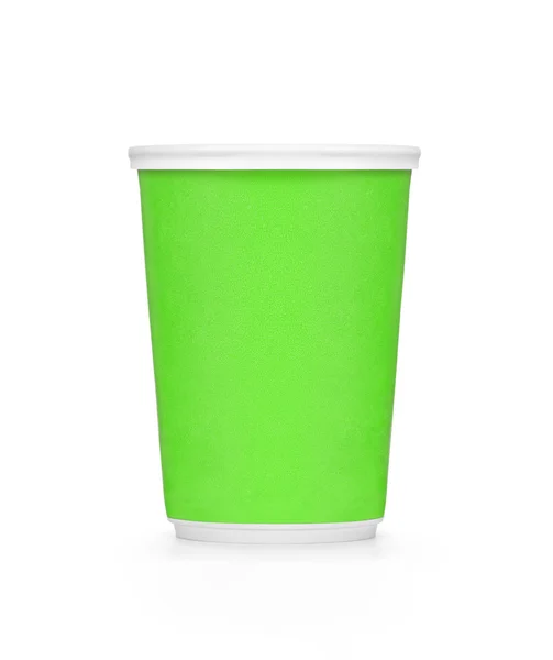 Plastic green coffee cup on white background — Stock Photo, Image