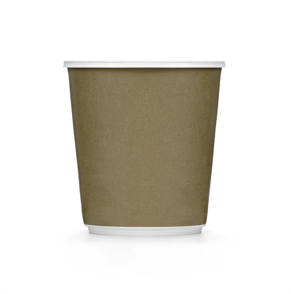 Plastic brown coffee cup on white background — Stock Photo, Image