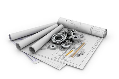 Birtakım Dişliler ve posterleri ile blueprints.3d yalan yatakları 
