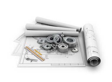 Birtakım Dişliler ve posterleri ile blueprints.3d yalan yatakları 