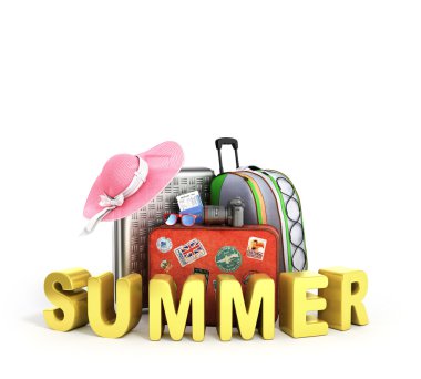 Beyaz bir arka plan üzerinde seyahat çanta 3d render 