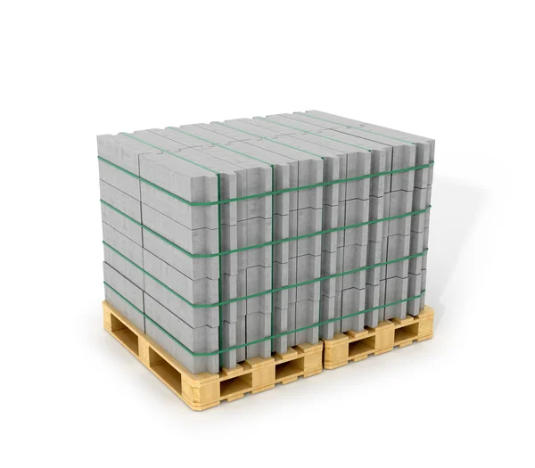 Aerated concrete blocks stacked on wooden pallets. Building mate — Stock Photo, Image