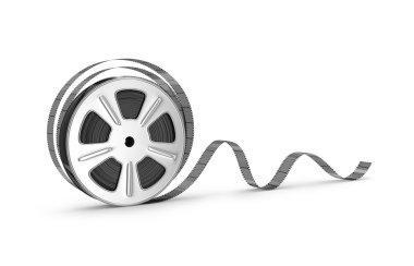 Eski film şerit izole üzerinde beyaz arka plan. 3D çizim