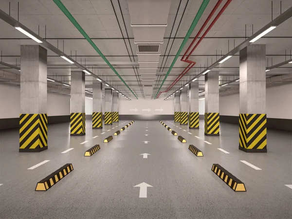 Boş yer altı otoparkı 3D çizimi