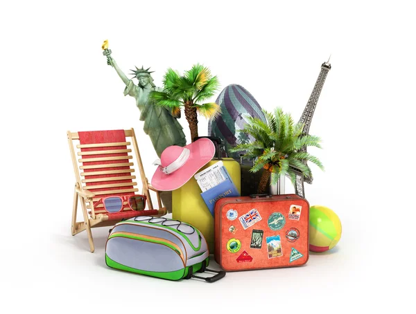 kavramı seyahat konumlar seyahat çantaları ve seyahat için öğeleri bir