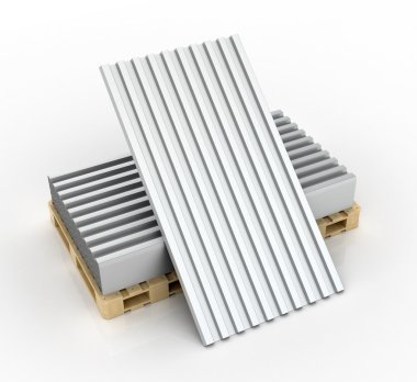 Çatı dekorasyonu için kaplamalar çelik goffered. 3D çizim