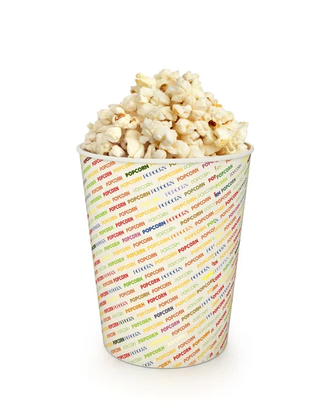 Popcorn in  bucket on white background — Stock Photo, Image