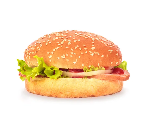 Burger απομονωμένο σε λευκό φόντο — Φωτογραφία Αρχείου