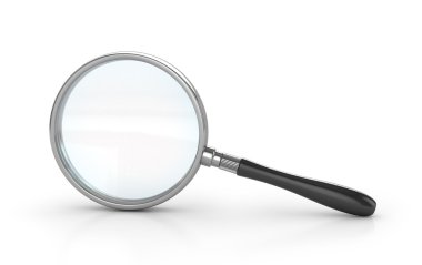 Büyüteç beyaz arka planda izole edilmiş. 3d illüstrasyon