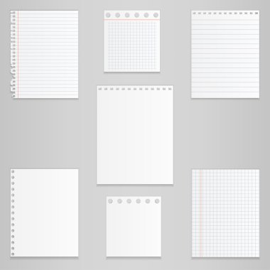 Farklı defter kağıt ayarla, vektör