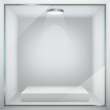 Sergi için boş cam vitrin. Vektör çizim.