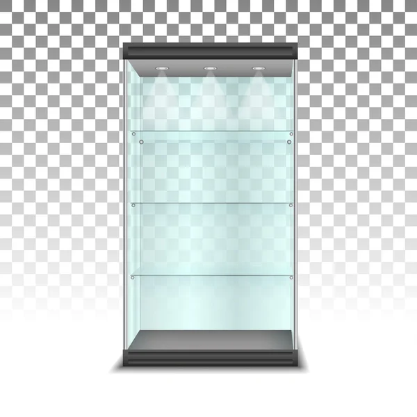 Empty glass cabinet with shelvesl, vector — Stock Vector