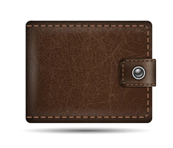 Vector realistic brown leather wallet — Stock Vector