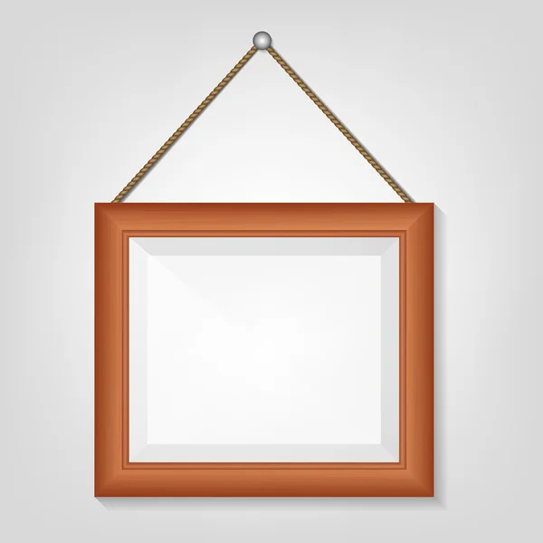 Wooden photo frame on white background. — Stock Vector