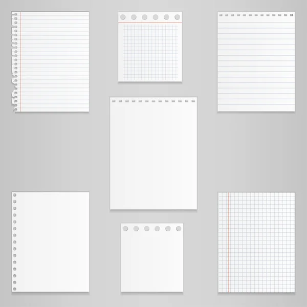 Conjunto de papel de caderno diferente, vetor — Vetor de Stock