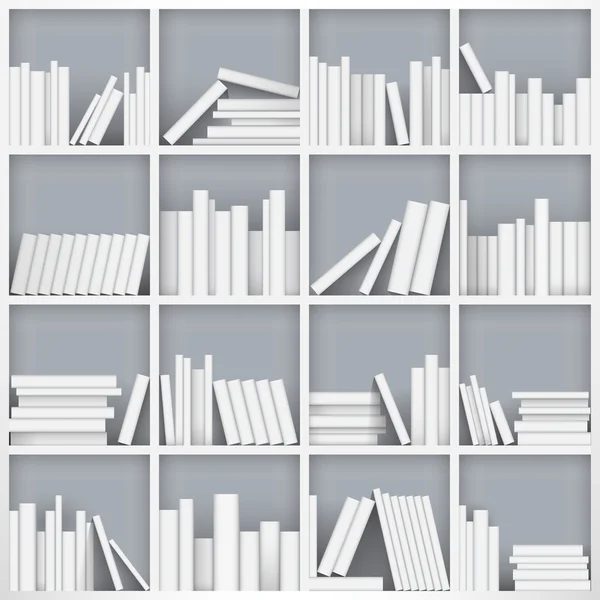 Biblioteca estante cheia de livros. Ilustração vetorial — Vetor de Stock