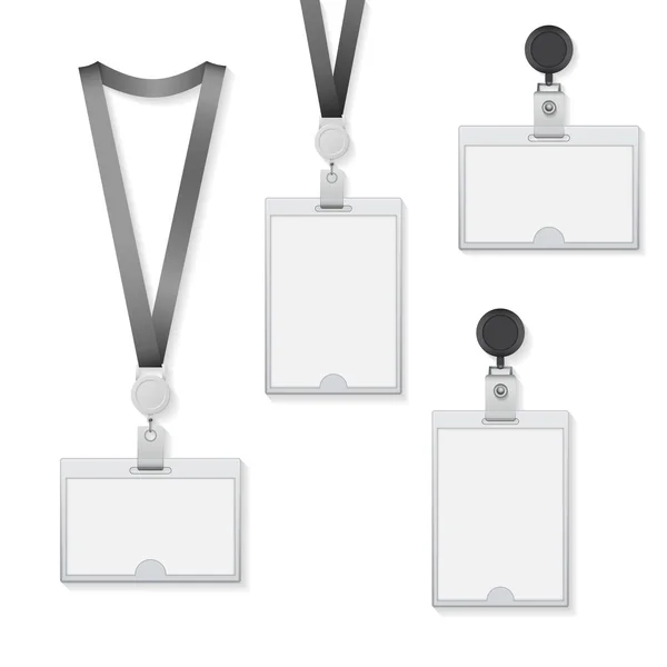 Identification card templates with lanyard. vector illustration — Stock Vector