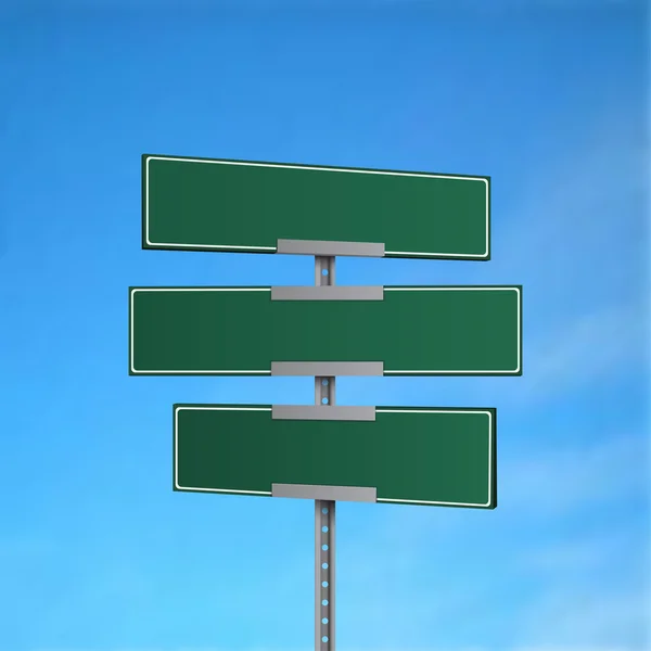 空の緑の道路標識。ベクトル図 — ストックベクタ