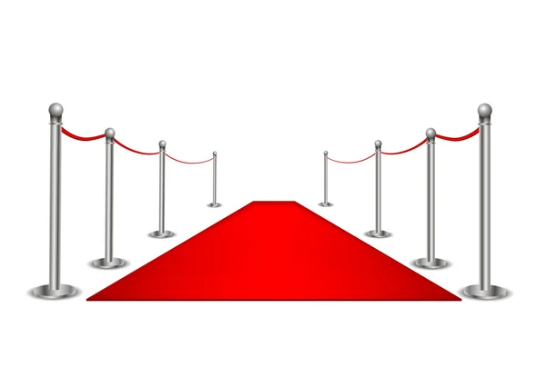 Scena del podio con tappeto rosso per la cerimonia di premiazione su sfondo bianco — Vettoriale Stock