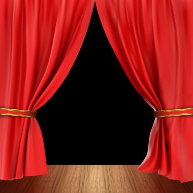 Kırmızı perde stagevector illüstrasyon. arka plan