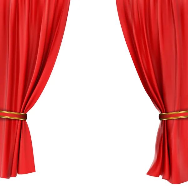 白地に隔離された赤いカーテン — ストックベクタ