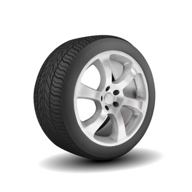 Araç tekerleği beyaz arka planda izole edildi