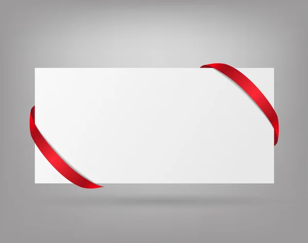 Εικονογράφηση φορέας διακοσμημένα δώρο κάρτα με κόκκινες κορδέλες και τόξο — Διανυσματικό Αρχείο