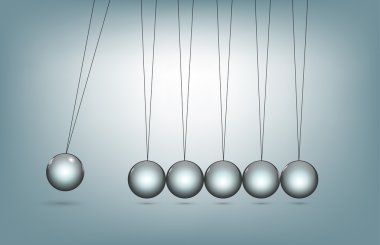 beyaz zemin üzerinde denge topları Newton'un beşiği.