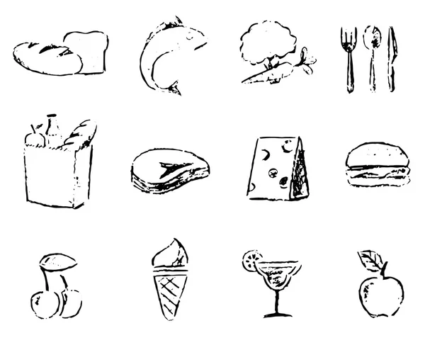 Iconos alimentarios, ilustración vectorial . — Archivo Imágenes Vectoriales