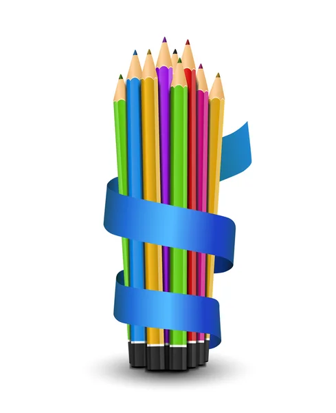 彩色铅笔蜡笔，回学校概念 — 图库矢量图片
