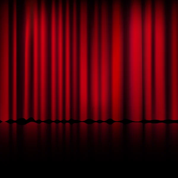 Spotlight on stage curtain. Event and show, fabric and entertain — Stock Vector