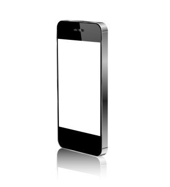 Siyah akıllı telefon vektör çizim üzerinde beyaz izole
