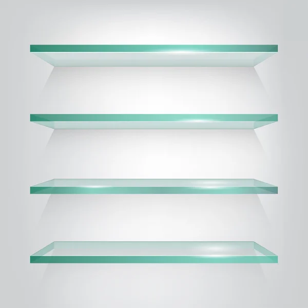 Glass shelves on light grey background. Vector eps10 illustratio — Stock Vector