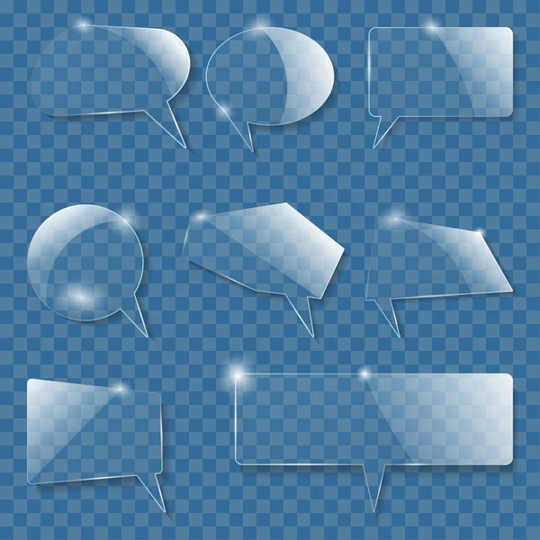 Set van realistische glas tekstballonnen. Vector — Stockvector