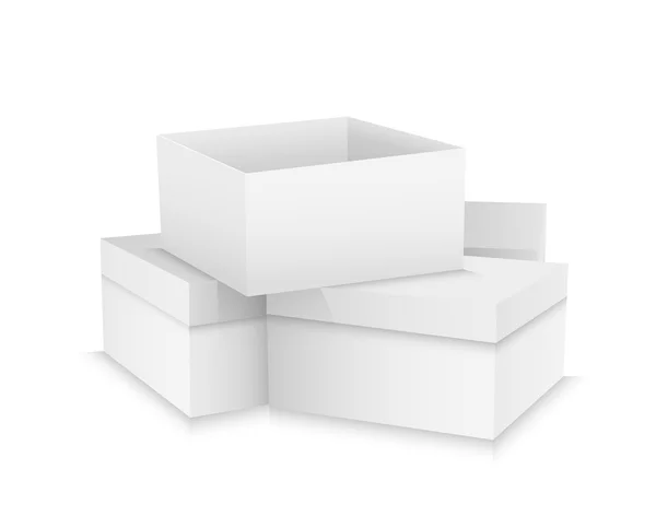 Caixa plana aberta. Objeto branco sobre fundo branco, ilustração vetorial — Vetor de Stock