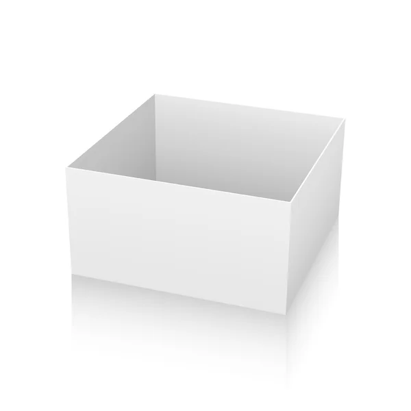 Offene flache Box. weißes Objekt auf weißem Hintergrund, Vektorillustration — Stockvektor