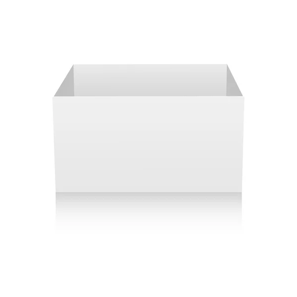 Δροσερό ρεαλιστική λευκό κενό πακέτο κουτί ανοίγει με την κάλυψη αφαιρεθεί. Για παπούτσια, ηλεκτρονική συσκευή και άλλα προϊόντα. Vector εικονογράφηση — Διανυσματικό Αρχείο