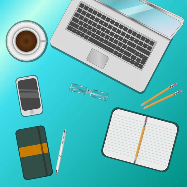 Office desk , vector illustration — Stock Vector