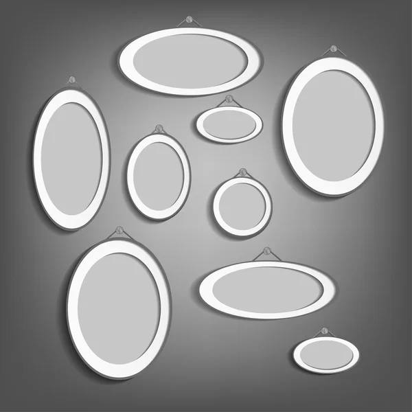 Ovala ramar isolerad på grå bakgrund. vektor illustration. — Stock vektor