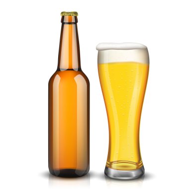 bira şişe ve cam - vektör çizim