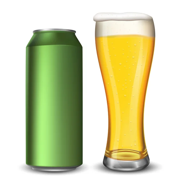 Verres à bière, deux versions - bière vide et légère , — Image vectorielle