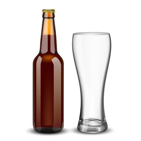 Vasos de cerveza, dos versiones - cerveza vacía y ligera , — Archivo Imágenes Vectoriales