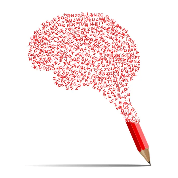 Concepto de educación. Nube de letras en forma de cerebro humano — Vector de stock