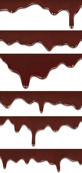 Ensemble dégoulinant chocolat fondu sur fond blanc — Image vectorielle