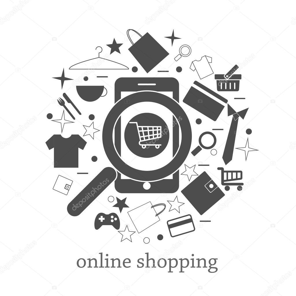 online shoping ,  isolated on a white background