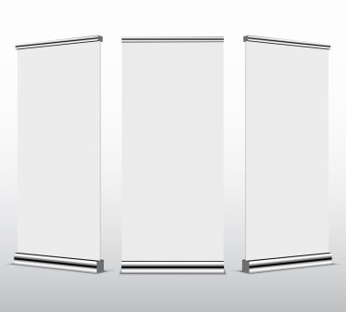 beyaz zemin üzerinde afiş ekranını boş rulo